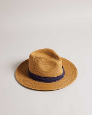 Tan Ted Baker Hurrca Straw Hat Hats | US0001720