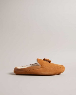 Tan Ted Baker Iordan Suede Tassel Mule Slippers | US0002170