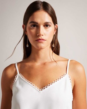 White Ted Baker Andreno Strappy Cami With Looped Trims | US0001044