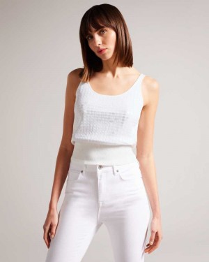 White Ted Baker Bobbiiy Sequin Detail Knitted Vest | US0000775