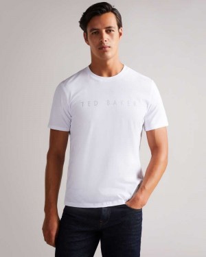 White Ted Baker Broni Short Sleeve Branded T-Shirt | US0000877