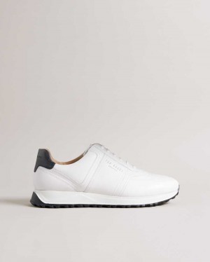 White Ted Baker Frayne Saffiano Leather Sneakers | US0002175