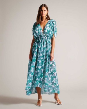 White Ted Baker Luisah Floral Maxi Beach Cover Up | US0000810