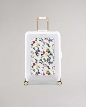 White Ted Baker Raiden Scattered Bouquet Medium Trolley Case | US0001475