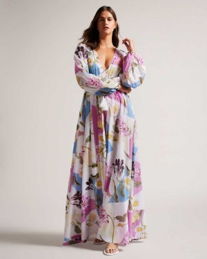 White Ted Baker Rozlyn Floaty Floral Maxi Cover Up | US0000842