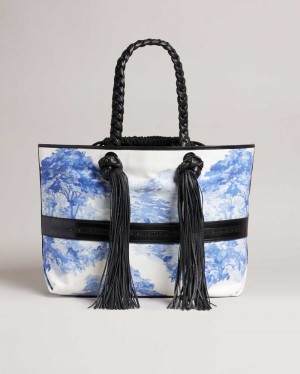 White Ted Baker Sable New Romantic Tassel Tote Bag | US0001499