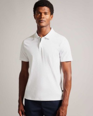 White Ted Baker Zeiter Short Sleeve Slim Fit Polo Shirt | US0000532