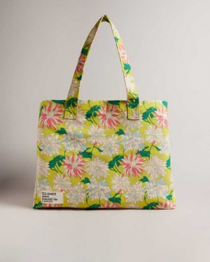 Yellow Ted Baker Kathyy Floral Print Canvas Tote Bag | US0001534