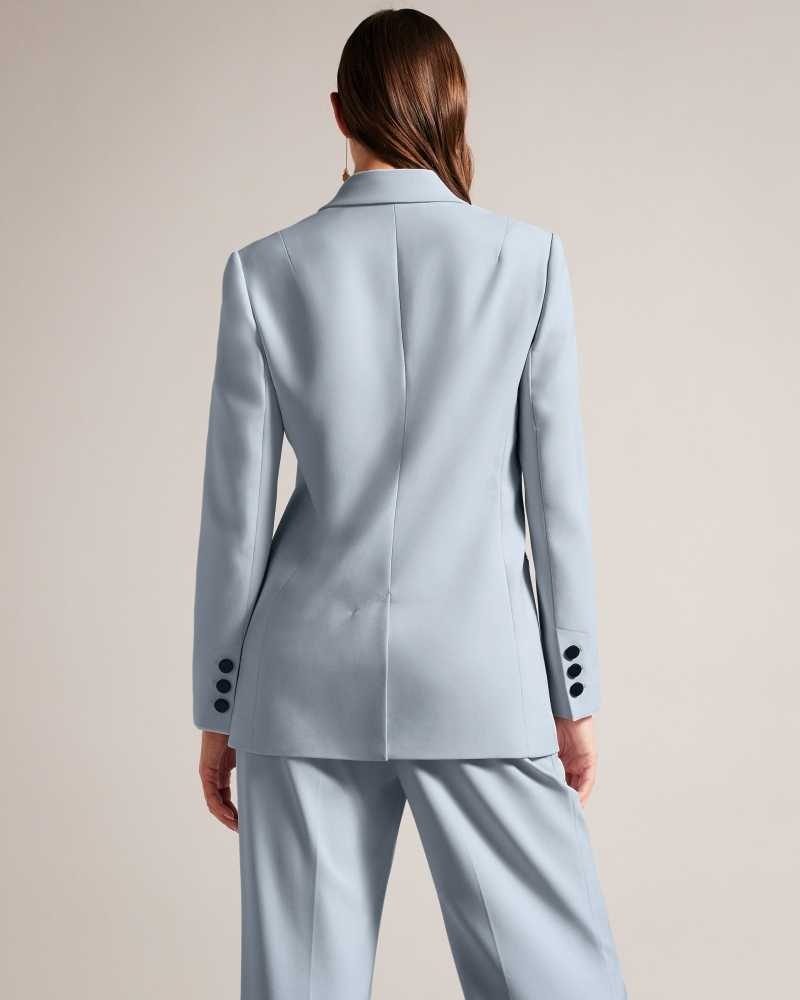 Baby Blue Ted Baker Hildia Longline Double Breasted Jacket | US0000734