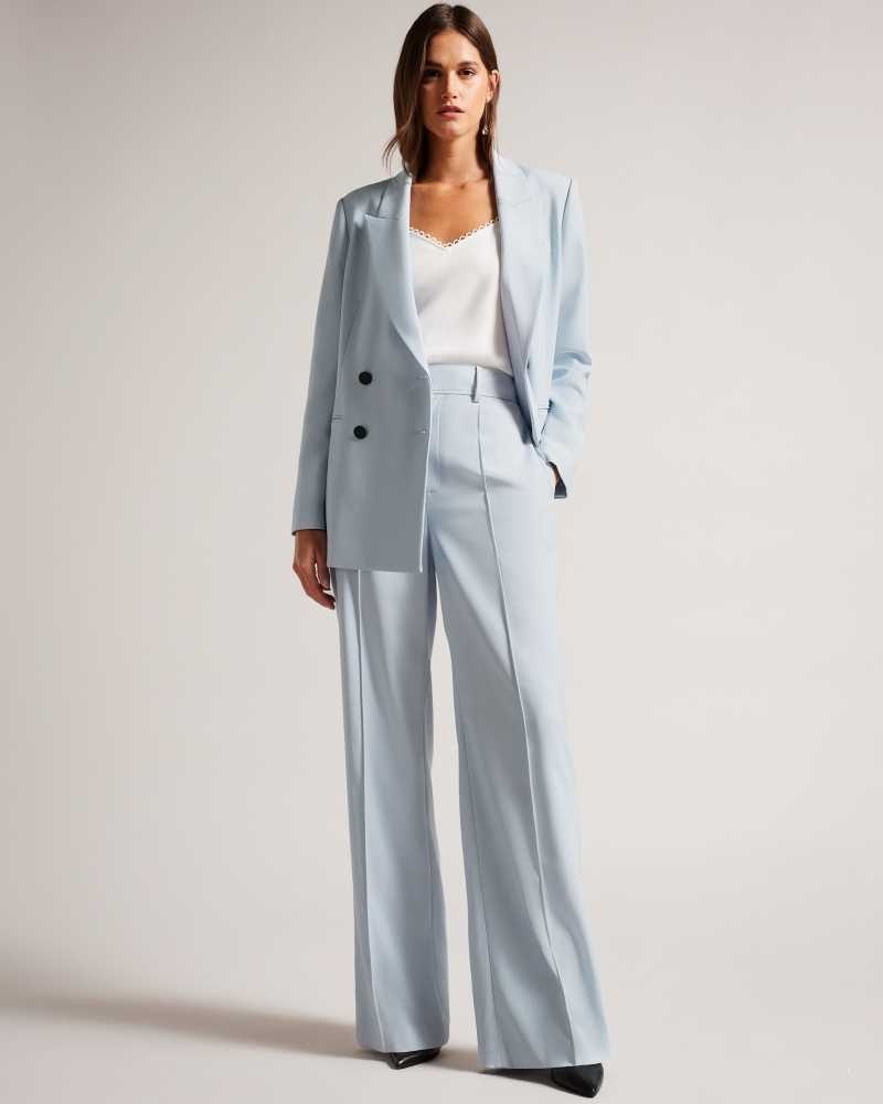 Baby Blue Ted Baker Hildiat High Waisted Wide Leg Trousers | US0001160