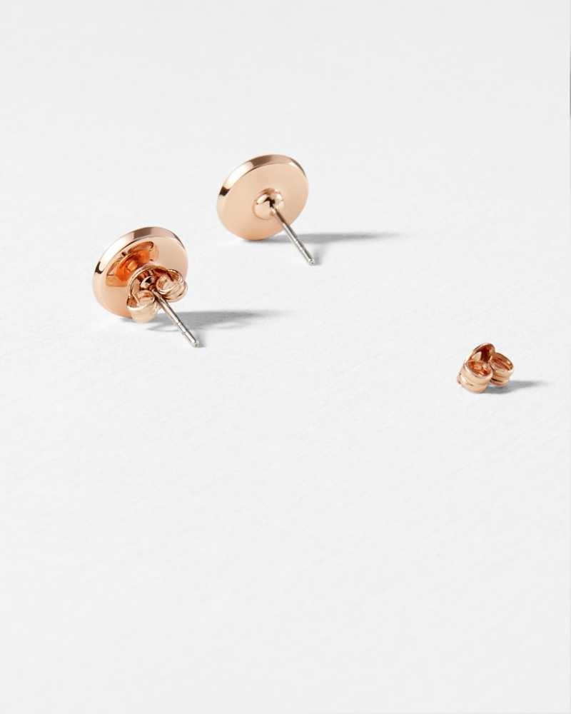 Baby Pink Ted Baker Eisley Enamel Button Stud Earrings Earrings | US0001821