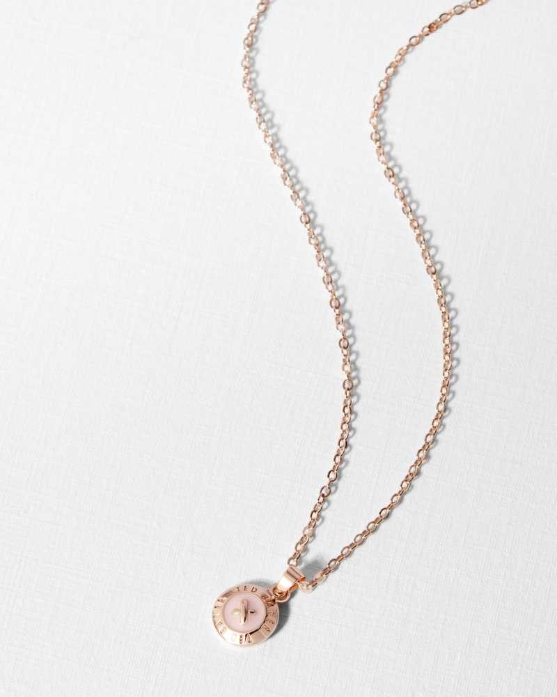 Baby Pink Ted Baker Elvina Enamel Button Necklace Necklace | US0001843