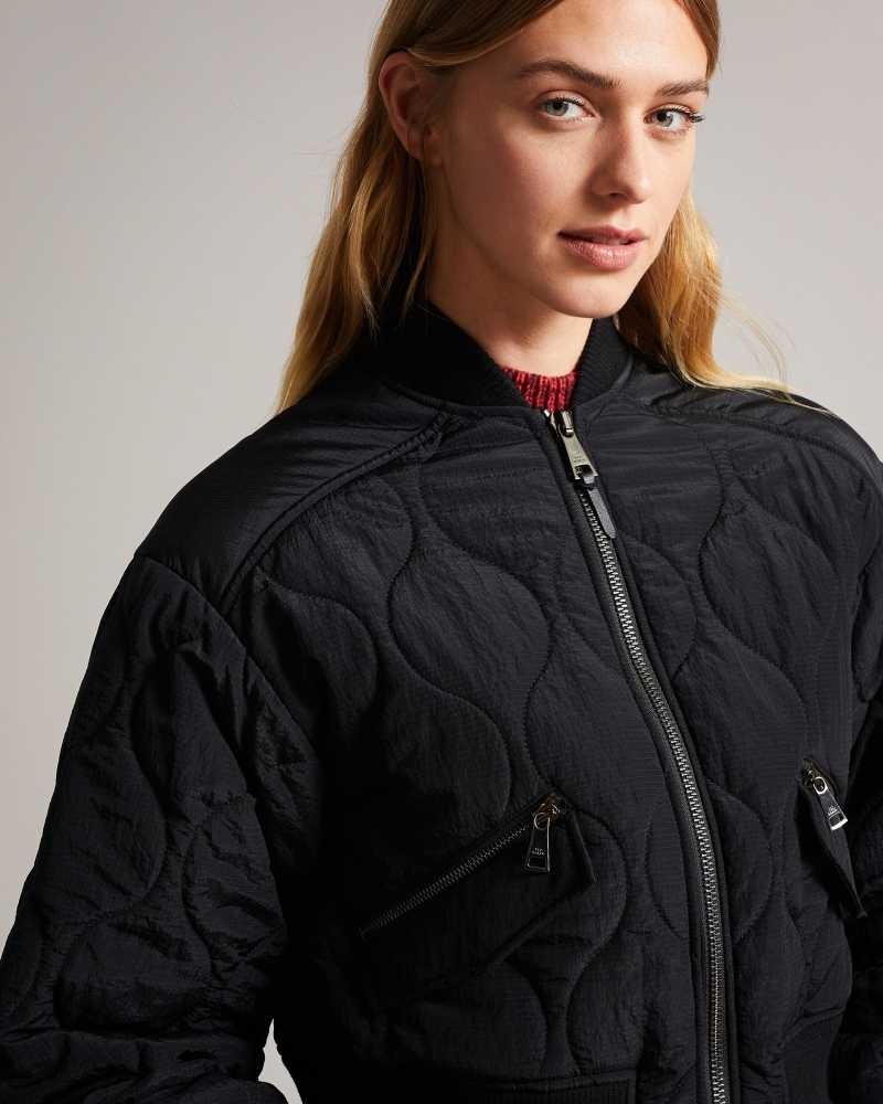 Black Ted Baker Aelexis Onion Quilted Bomber Jacket Jackets | US0000266