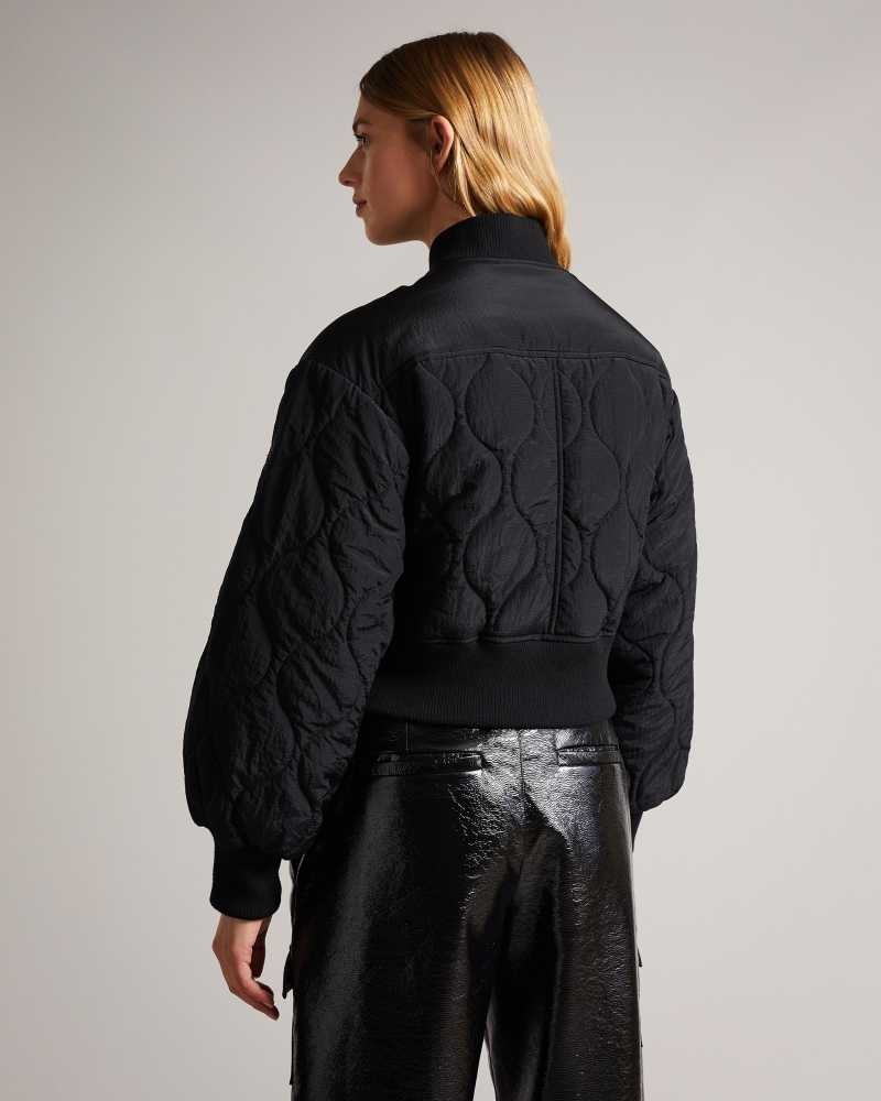 Black Ted Baker Aelexis Onion Quilted Bomber Jacket Jackets | US0000266