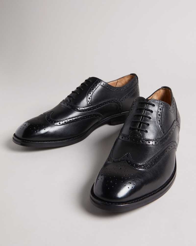 Black Ted Baker Amaiss Formal Leather Brogue Shoes | US0002088