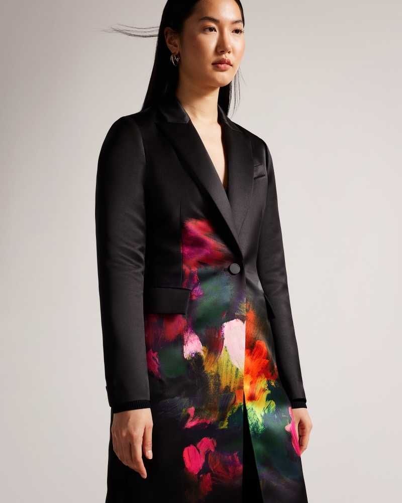 Black Ted Baker Anastay Single Breasted Midi Length Coat Coats | US0000221