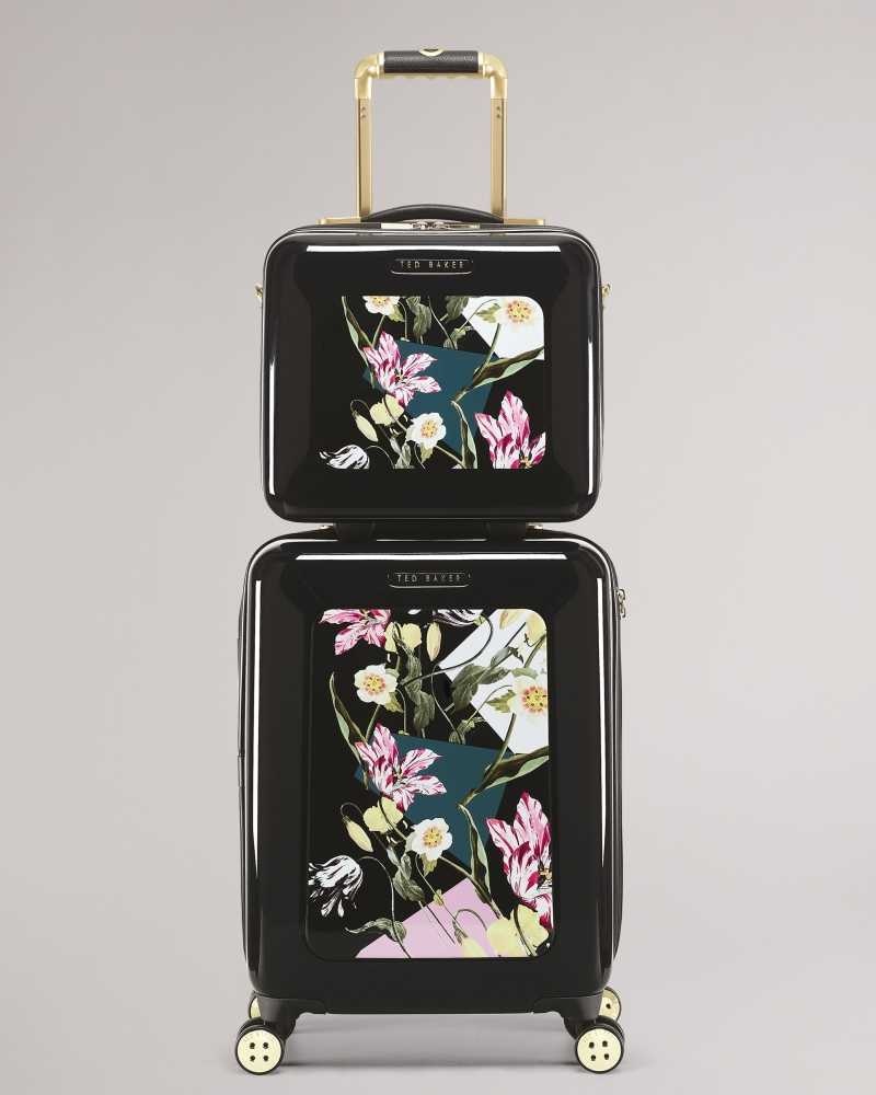 Black Ted Baker Anvil Spliced Floral Vanity Case | US0001470