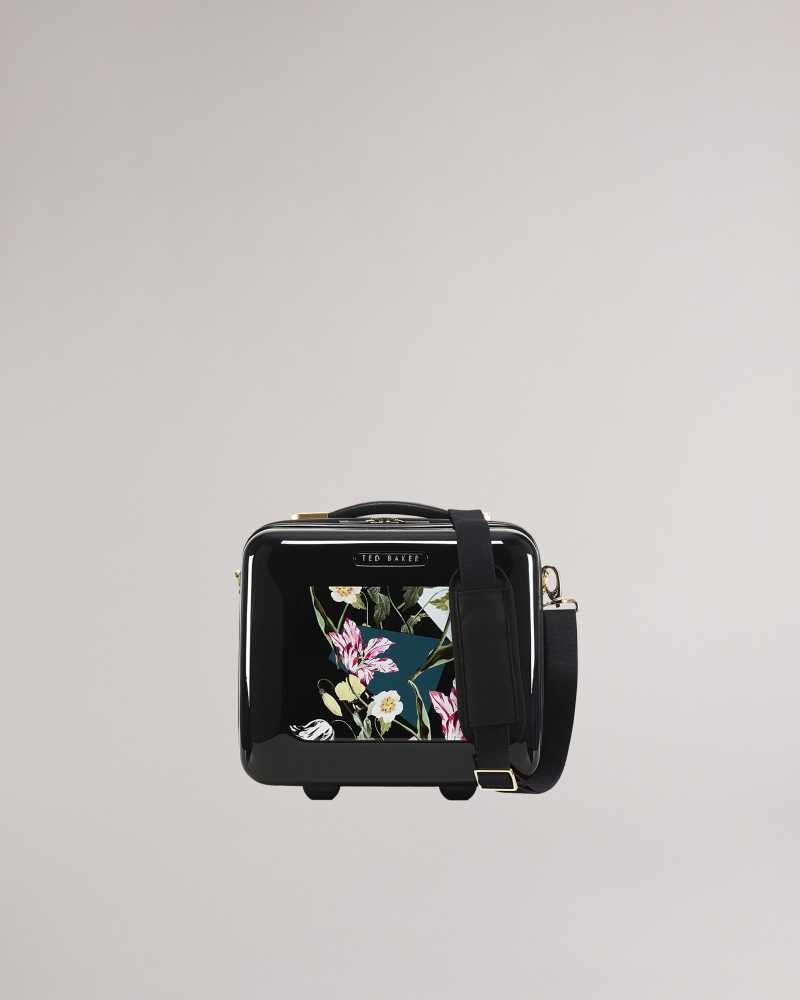 Black Ted Baker Anvil Spliced Floral Vanity Case | US0001581