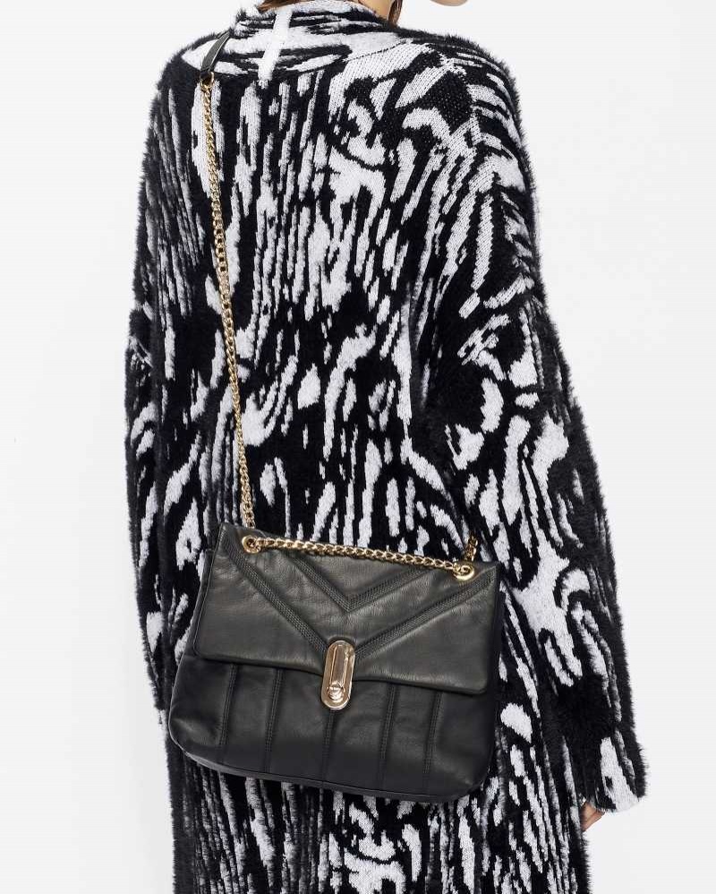 Black Ted Baker Ayahlin Puffer Quilted Leather Crossbody Bag | US0001343