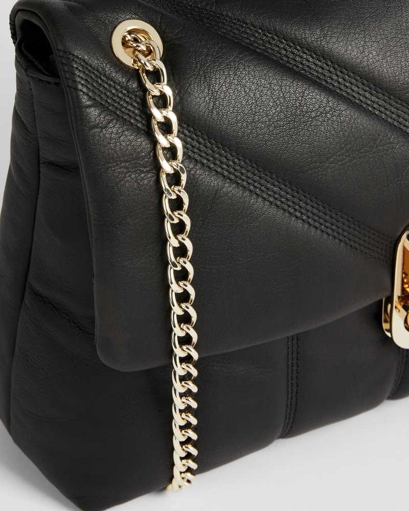 Black Ted Baker Ayahlin Puffer Quilted Leather Crossbody Bag | US0001343