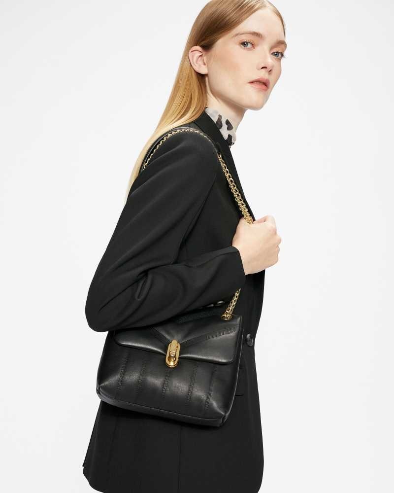 Black Ted Baker Ayalina Leather Quilted Mini Crossbody Bag | US0001359