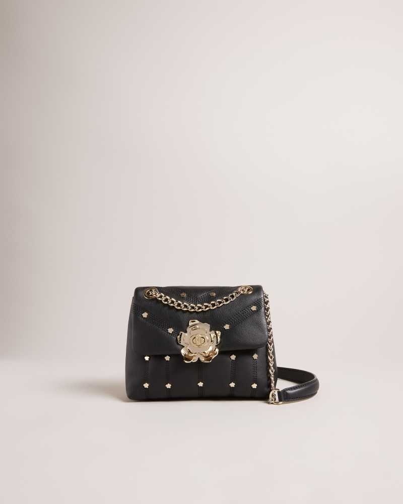 Black Ted Baker Ayalisa Studded Leather Quilted Bag | US0001252