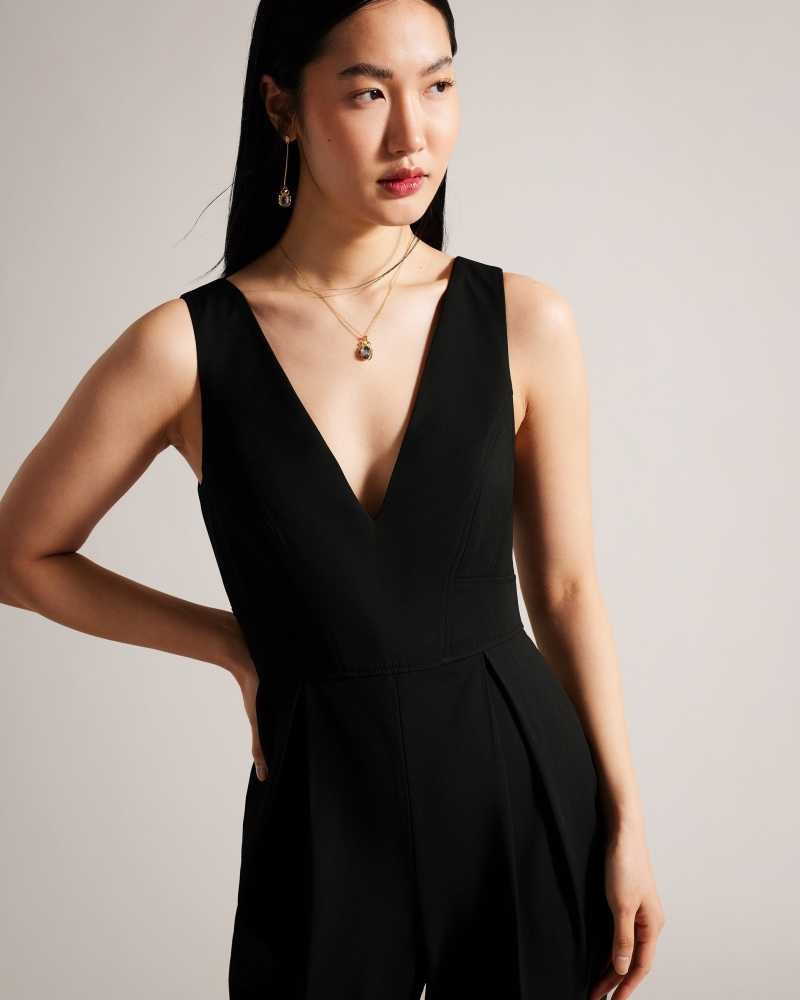 Black Ted Baker Bettsee Tailored Sleeveless Jumpsuit | US0001130