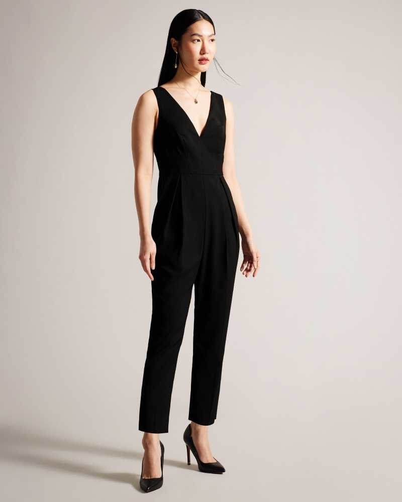 Black Ted Baker Bettsee Tailored Sleeveless Jumpsuit | US0001130