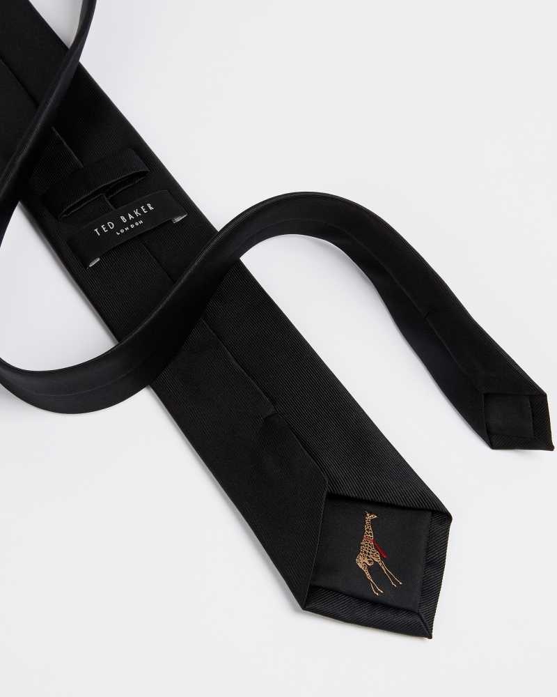 Black Ted Baker Blula Twill Silk Tie | US0002026