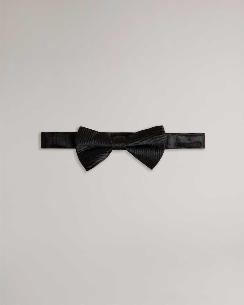 Black Ted Baker Brosney Ottoman Ribbed Silk Bow Tie | US0002002