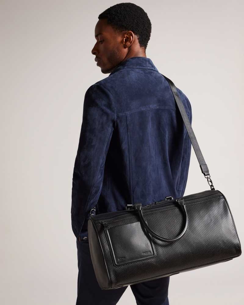 Black Ted Baker Canvay Textured Leather Holdall | US0001588