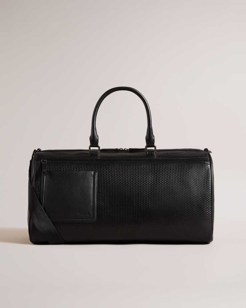 Black Ted Baker Canvay Textured Leather Holdall | US0001588