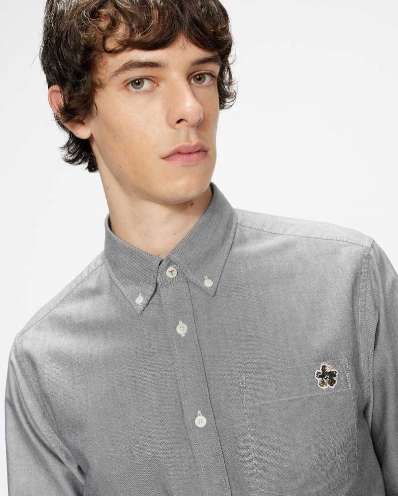 Black Ted Baker Caplet Long Sleeve Oxford Shirt | US0000603