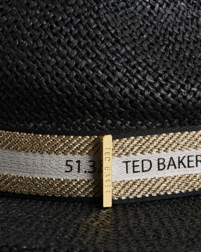 Black Ted Baker Clairie Straw Fedora Hats | US0001706