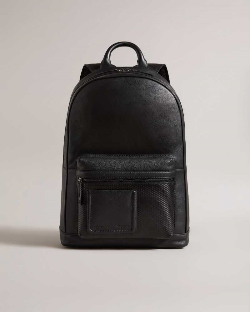 Black Ted Baker Convoy Textured Leather Backpack | US0001246