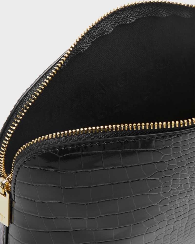 Black Ted Baker Crocala Croc Detail Debossed Makeup Bag | US0001390