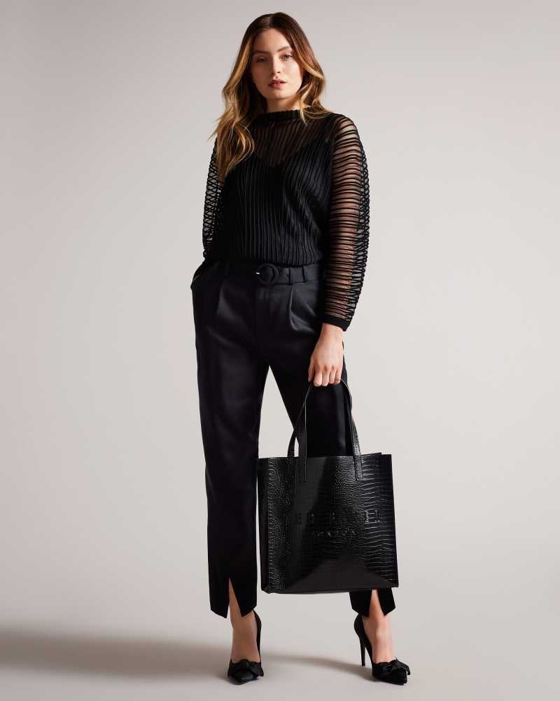 Black Ted Baker Croccon Croc Detail Large Icon Bag | US0001524