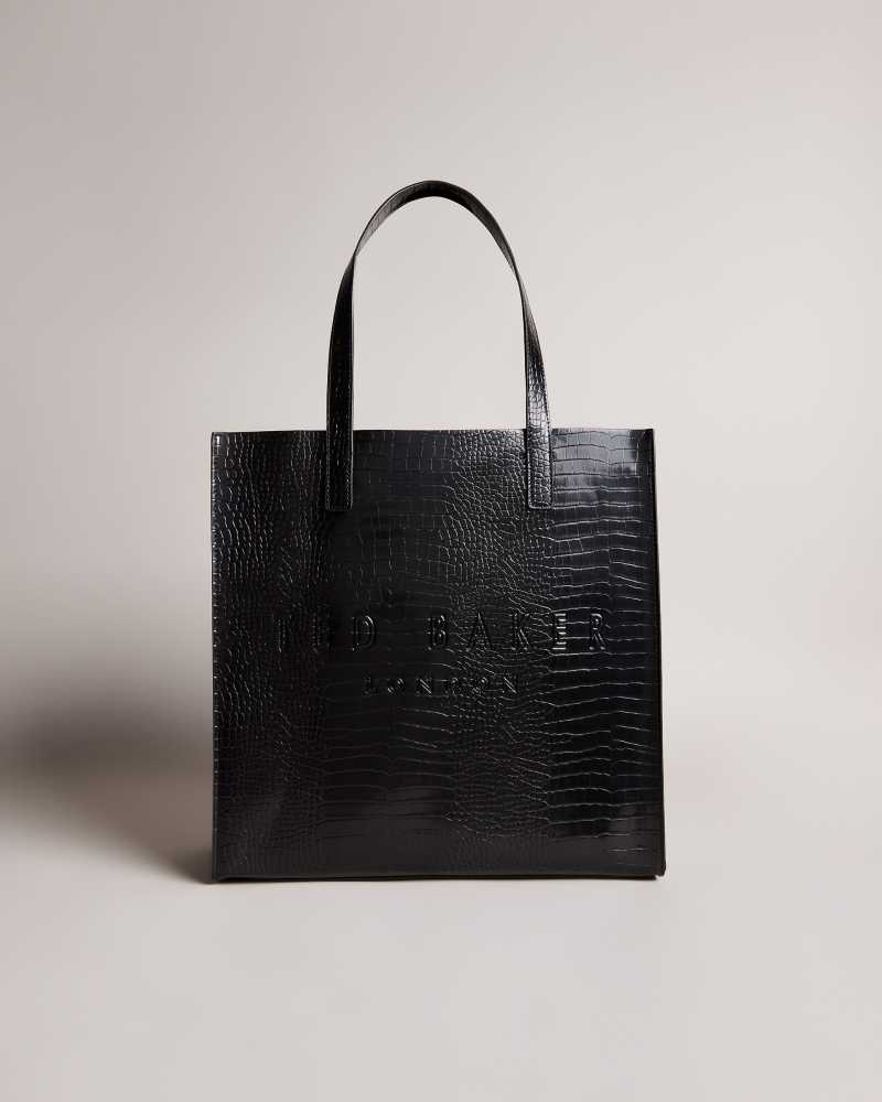 Black Ted Baker Croccon Croc Detail Large Icon Bag | US0001524