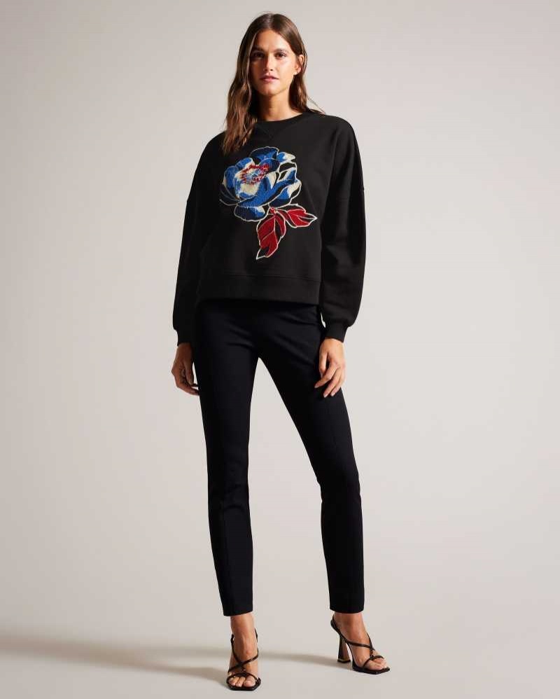 Black Ted Baker Danella Embroidered Coronation Jumper | US0000391