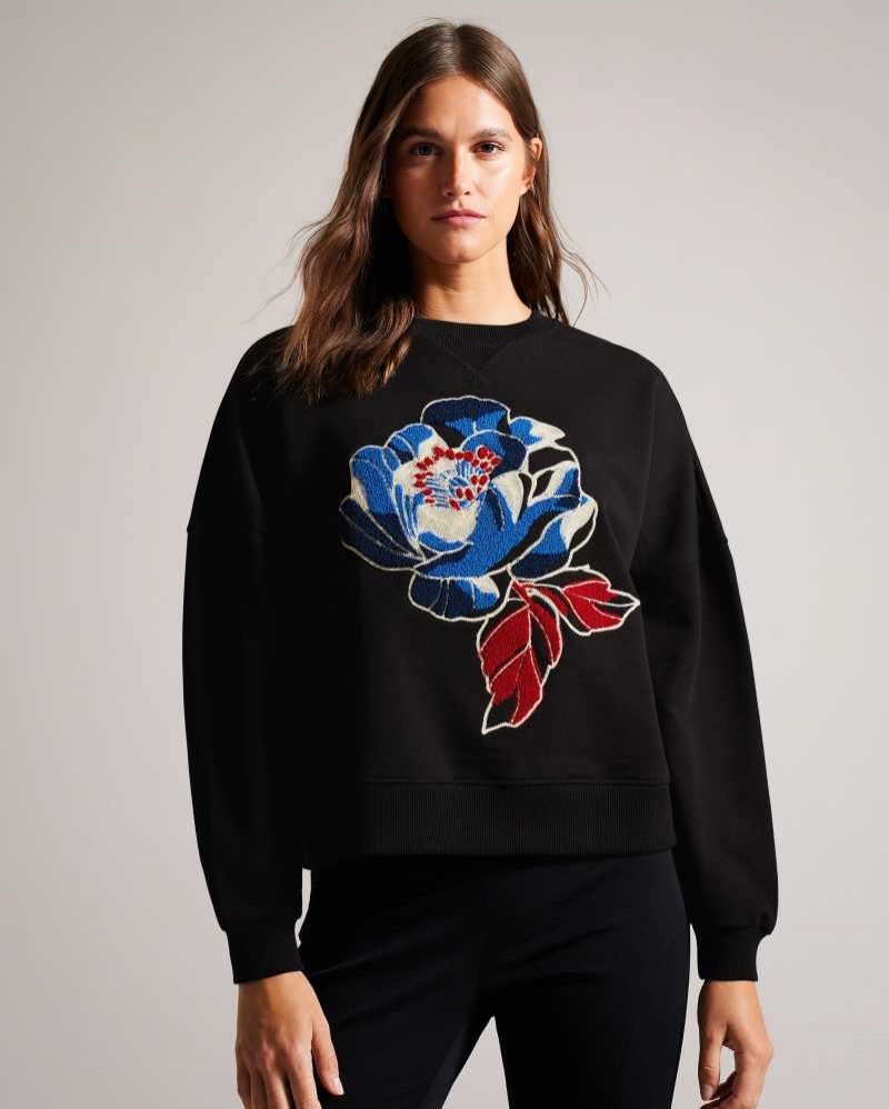 Black Ted Baker Danella Embroidered Coronation Jumper | US0000391