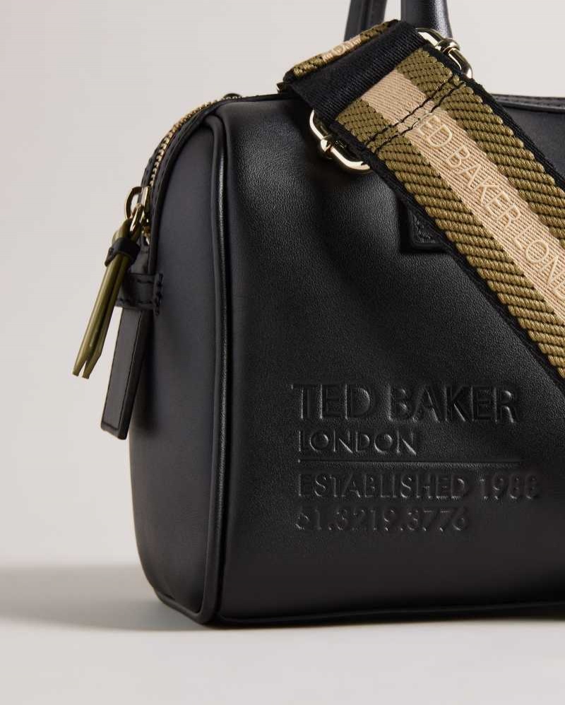 Black Ted Baker Daralia Branded Webbing Shoulder Bag | US0001371