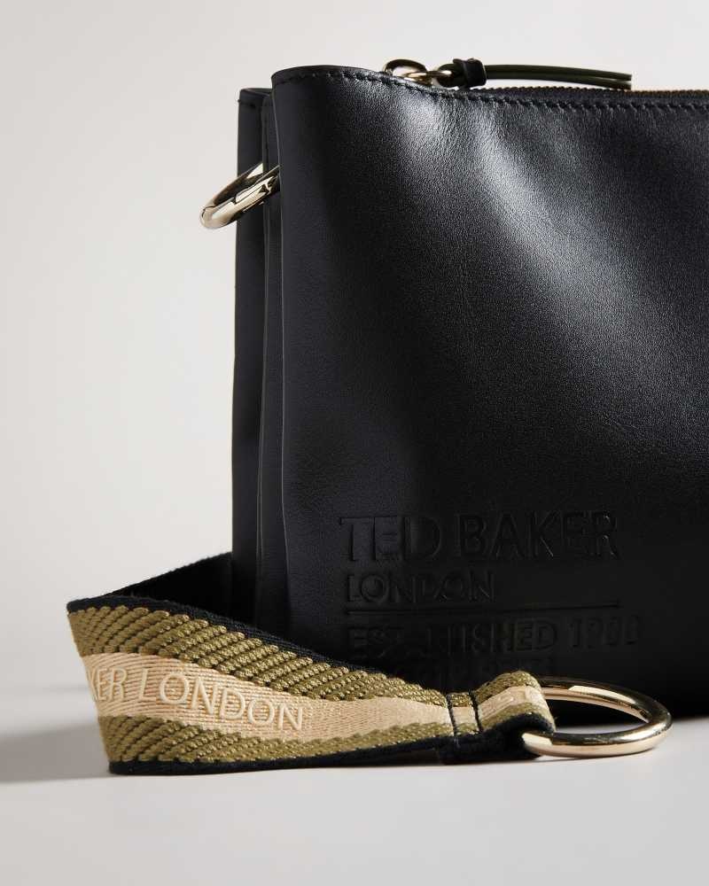 Black Ted Baker Darceyy Branded Webbing Crossbody Bag | US0001315