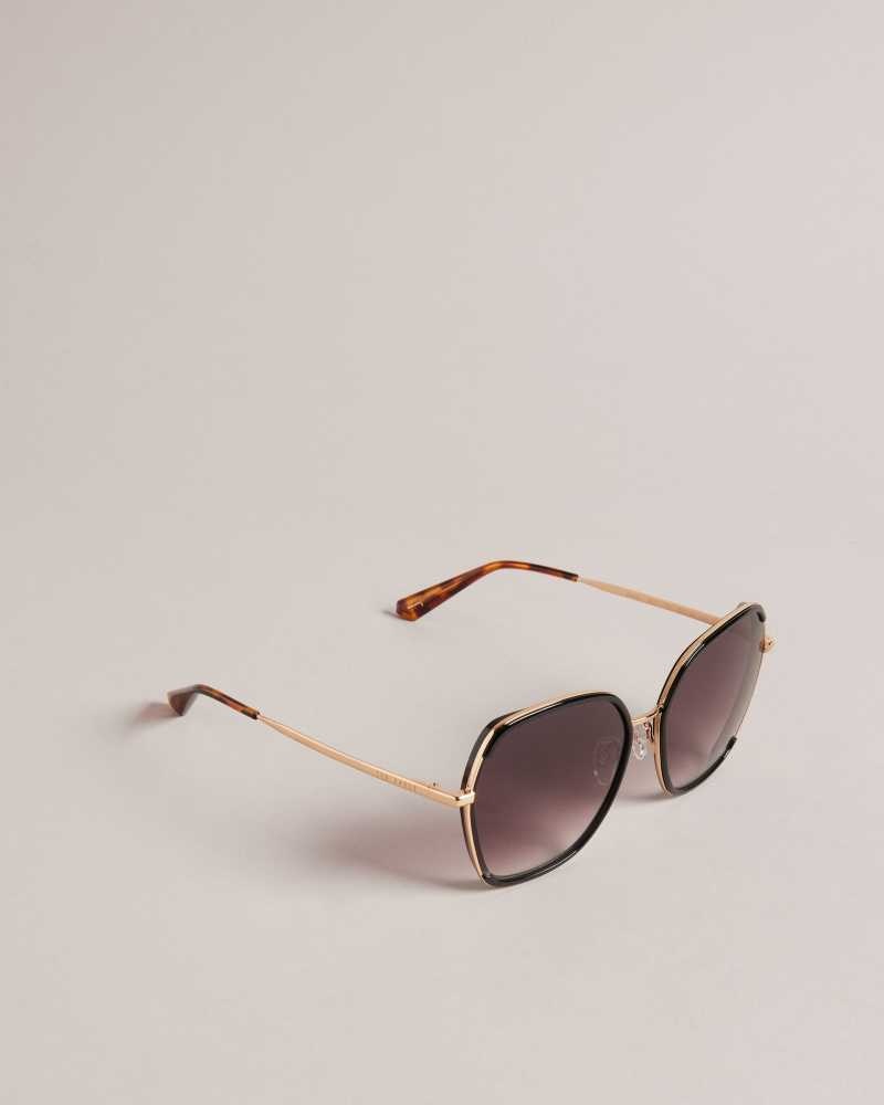 Black Ted Baker Dellilo Large Square Frame Sunglasses | US0001990