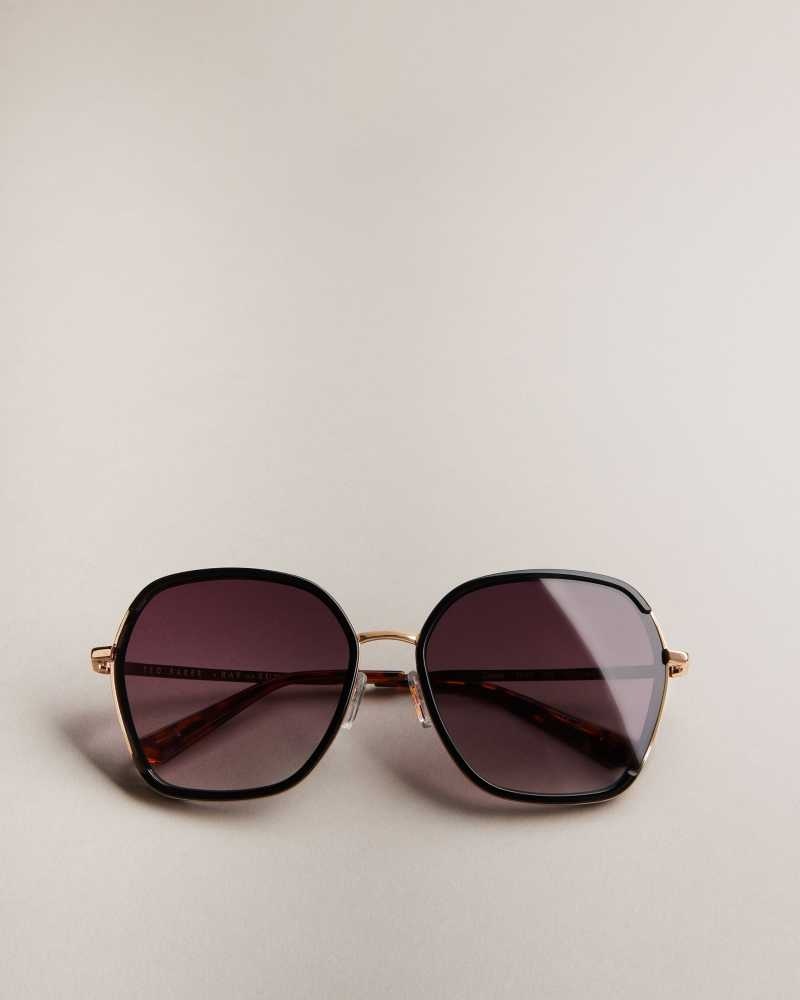 Black Ted Baker Dellilo Large Square Frame Sunglasses | US0001990