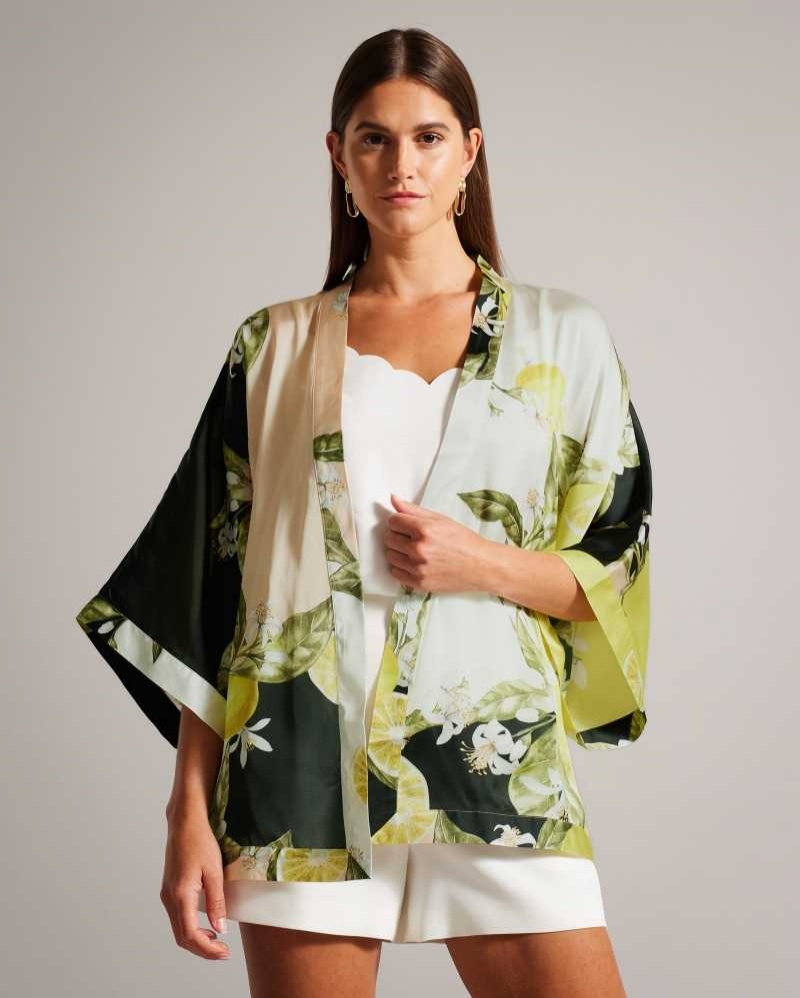 Black Ted Baker Denissy Lemon Print Kimono | US0000846