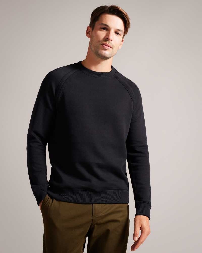 Black Ted Baker Devote Long Sleeve Raglan Detail Sweatshirt | US0000798