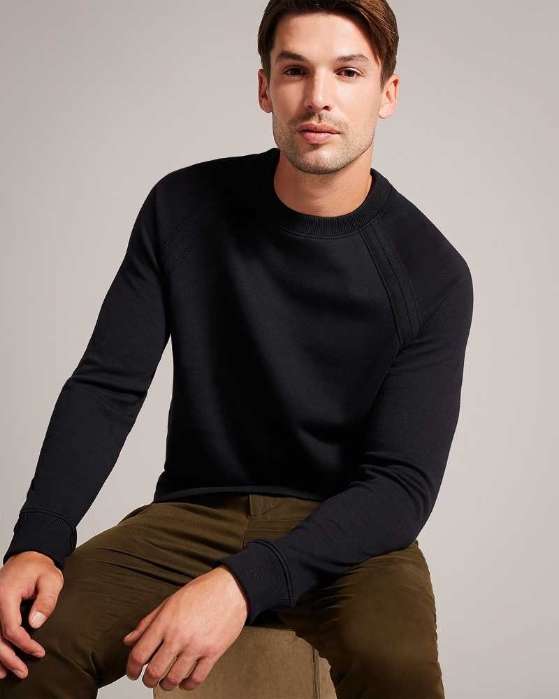 Black Ted Baker Devote Long Sleeve Raglan Detail Sweatshirt | US0000798