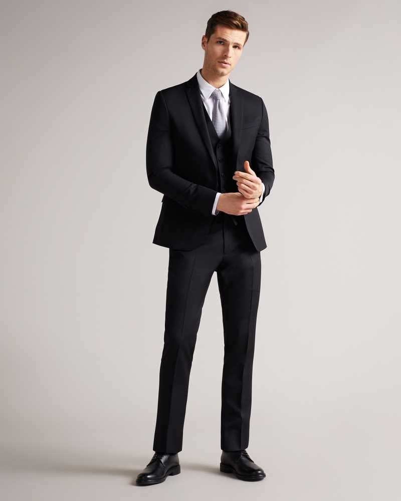 Black Ted Baker Dundejs Slim Fit Black Twill Suit Jacket | US0000729