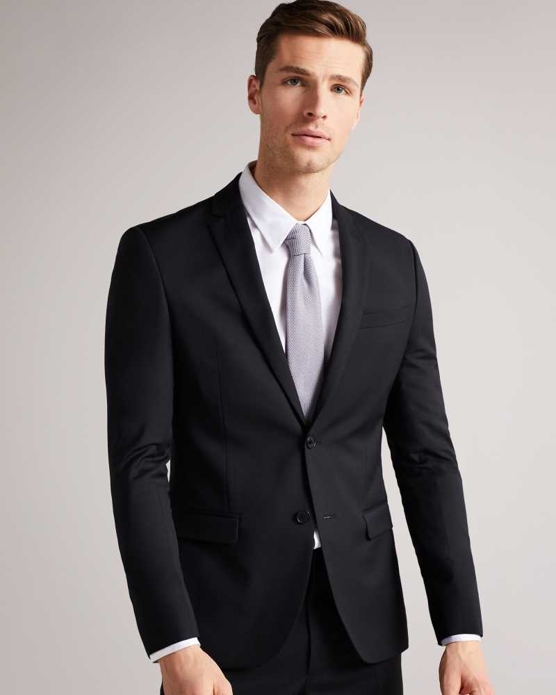 Black Ted Baker Dundejs Slim Fit Black Twill Suit Jacket | US0000729