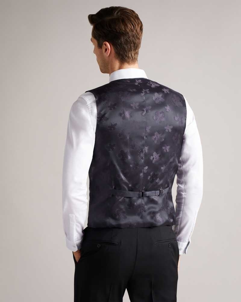 Black Ted Baker Dundews Slim Black Twill Suit Waistcoat | US0000777